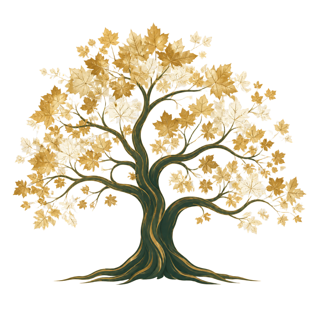 Golden tree symbolizing growth, hope, and recovery at Harmony Haus